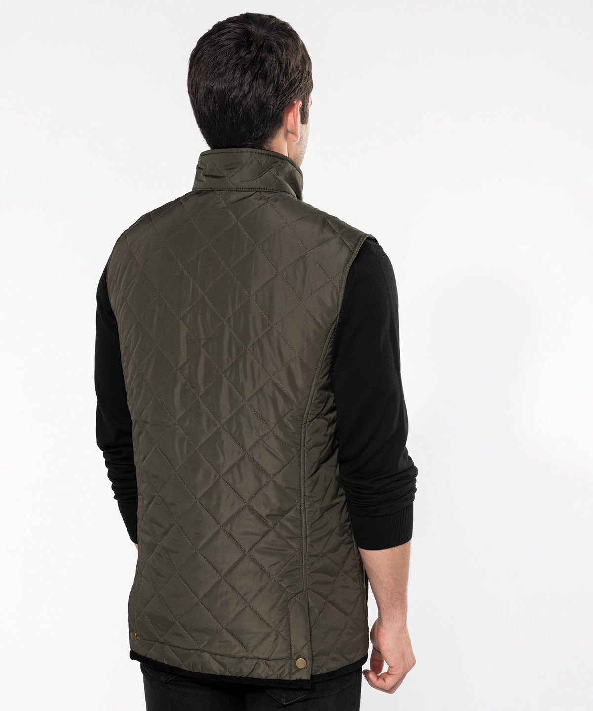 Men's Quilted Bodywarmer with Corduroy Trim - Navy/Black