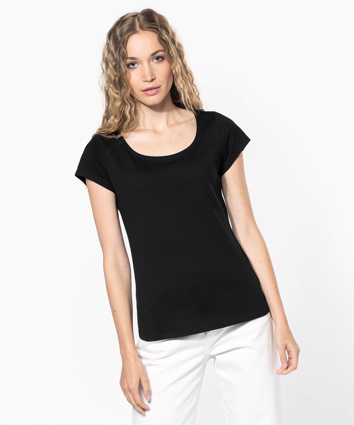 Ladies' Fitted Boat Neck Tee - Red
