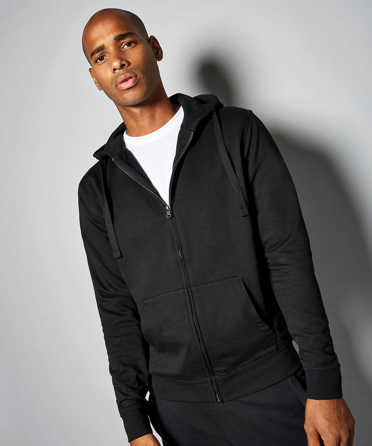 Comfortable Zipped Hoodie with Drawstring - Dark Grey Marl