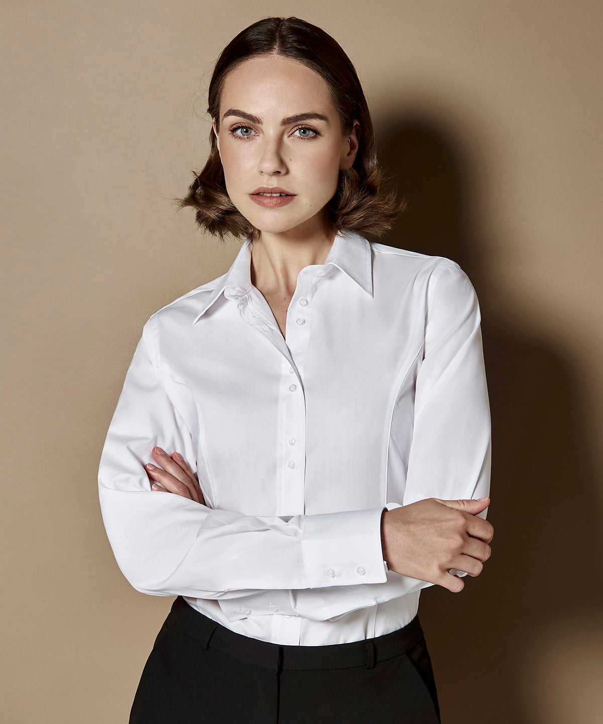Women's Long-Sleeve Easy-Iron Business Blouse - Black