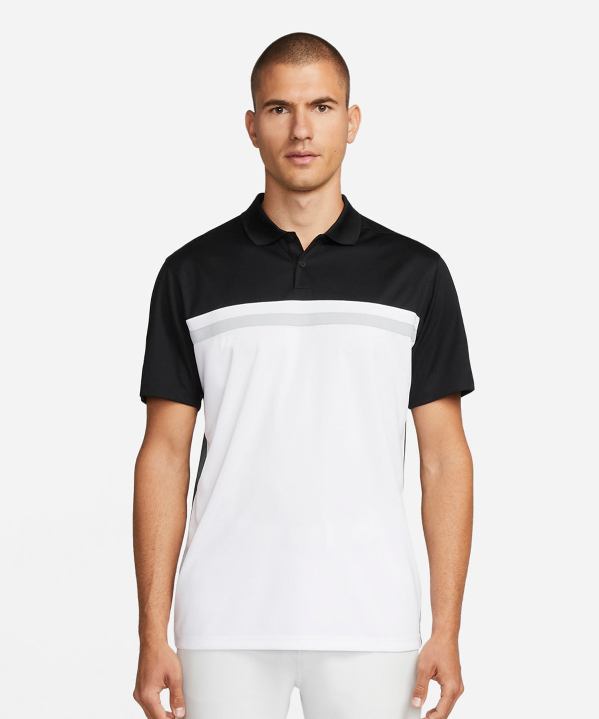 Nike - Nike Victory colour block polo - Black / White / Light Smoke Grey / White