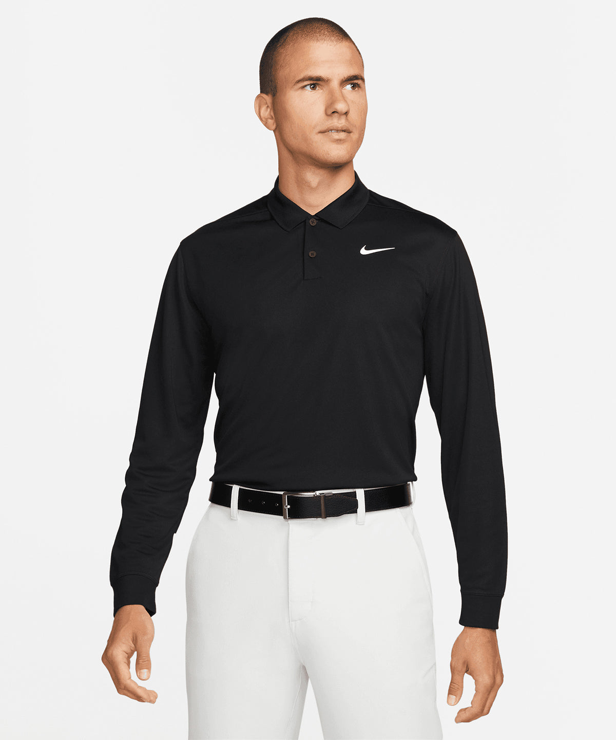 Nike - Nike Dri-FIT Victory solid long sleeve polo - White/Black