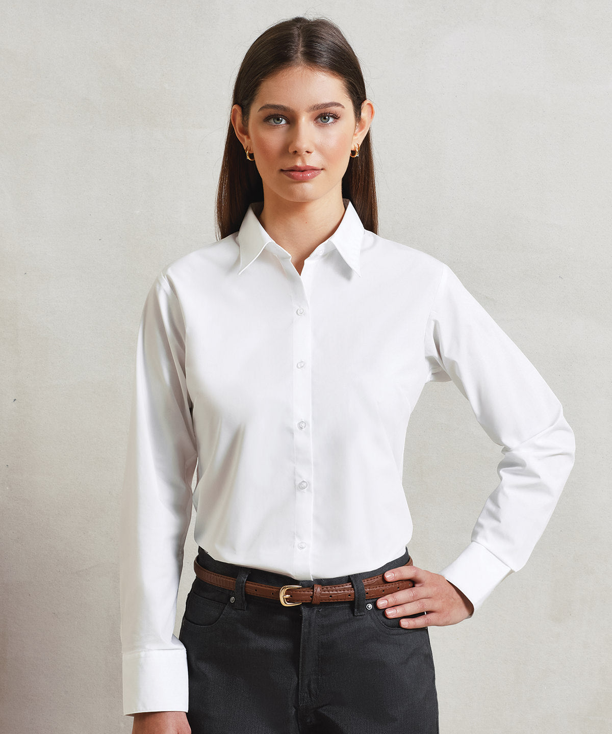 Women's Supreme Poplin Fitted Long Sleeve Shirt - Light Blue