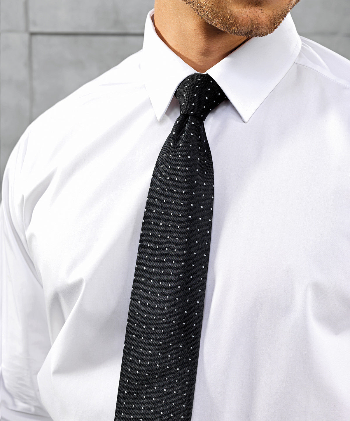 Micro Dot Patterned Business Tie - Black/Red
