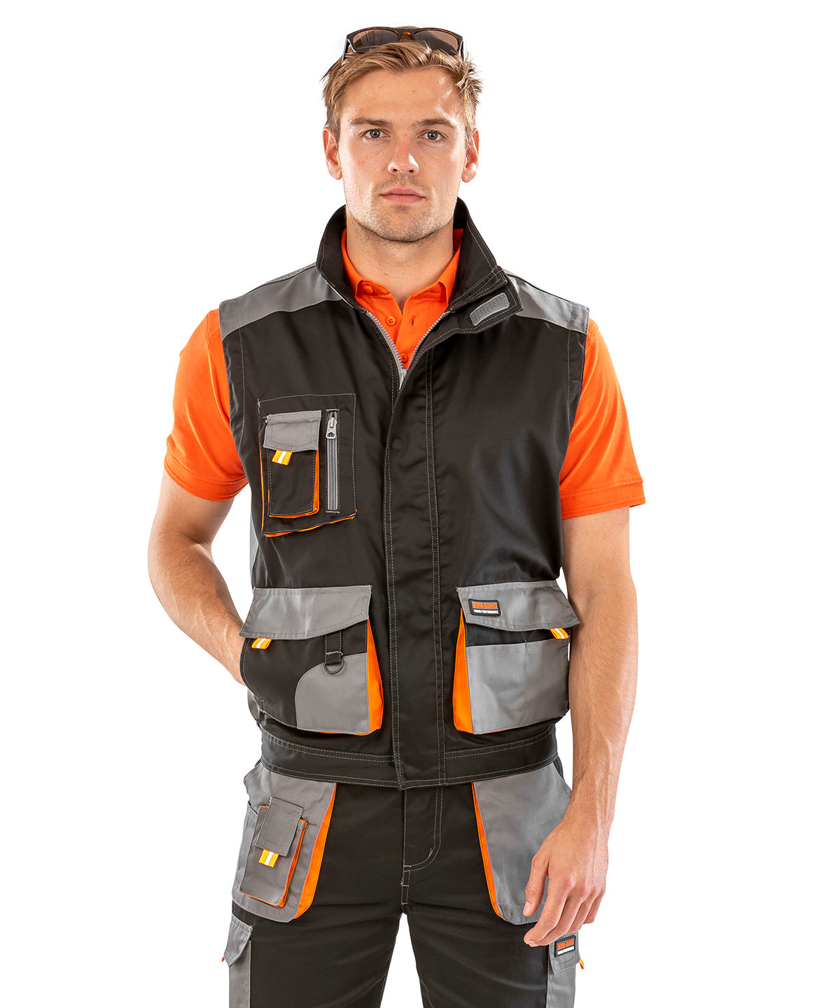 Work-Guard Lite: Breathable, Water-Repellent Gilet - Royal/Navy/Orange