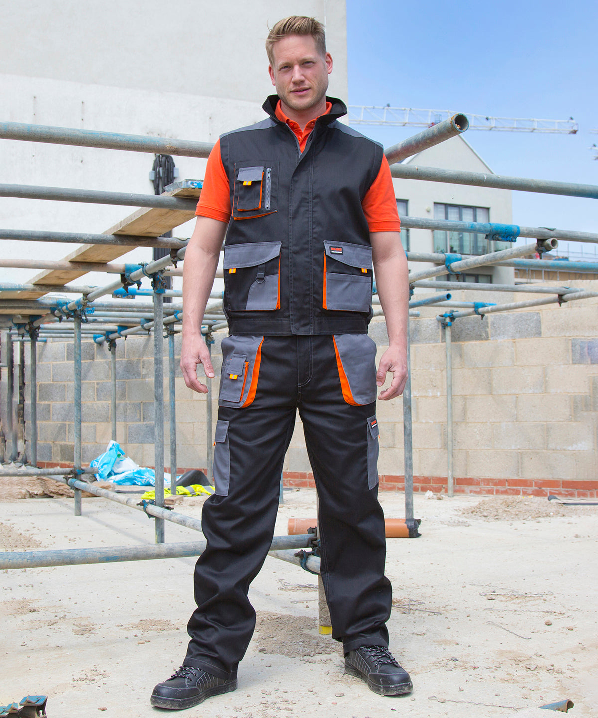 Work-Guard Lite Water Repellent Work Trousers - Royal/Navy/Orange