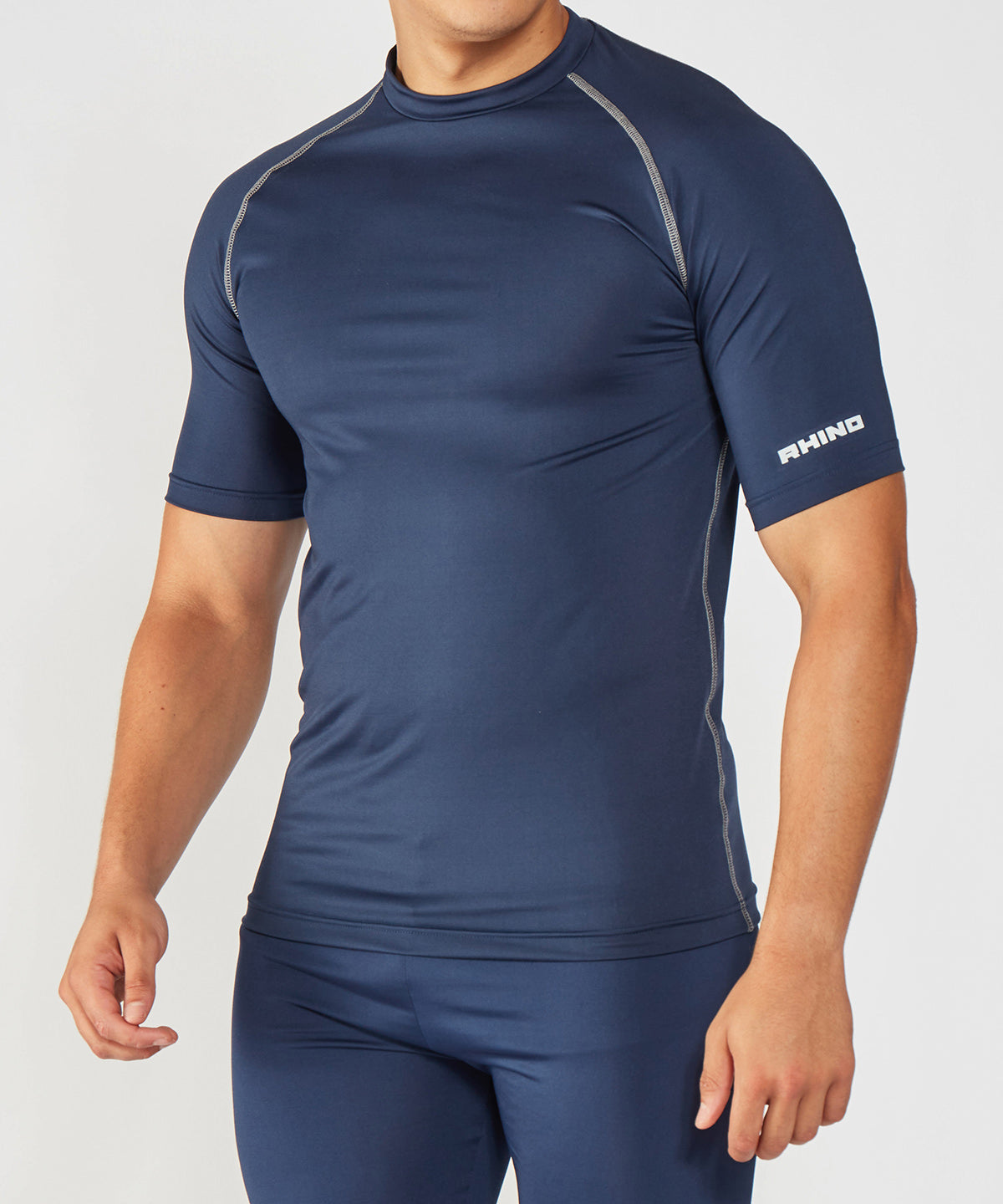 Short Sleeve Baselayer with Contrast Stitching - Bottle Green