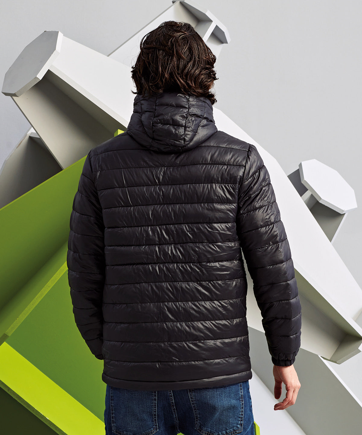 Contrast Lined Padded Jacket - Black/Bright Yellow