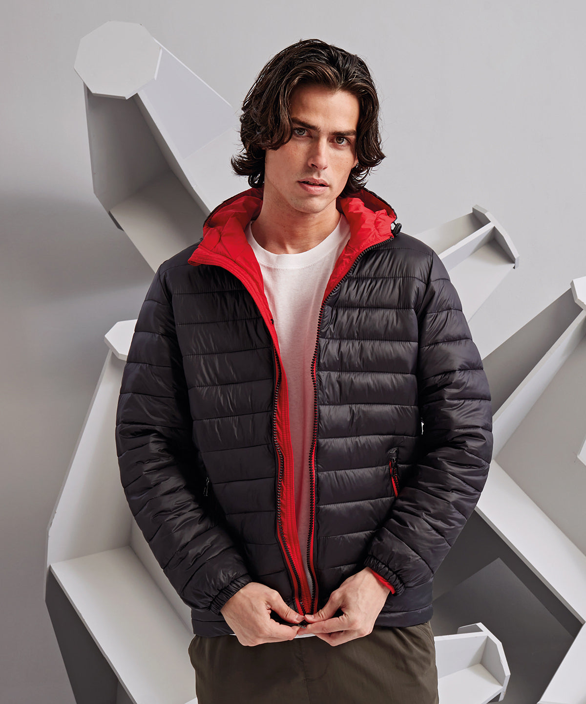 Contrast Lined Padded Jacket - Royal/Grey