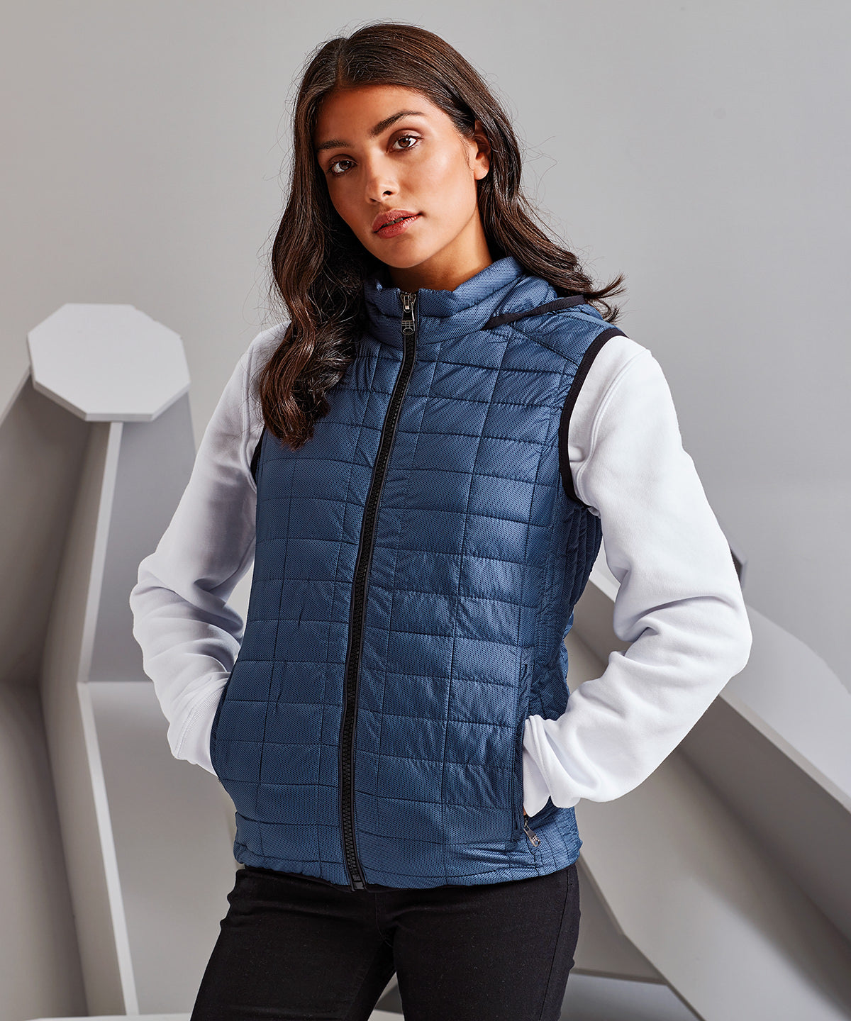 Women's Honeycomb Slim-Fit Hooded Gilet - White
