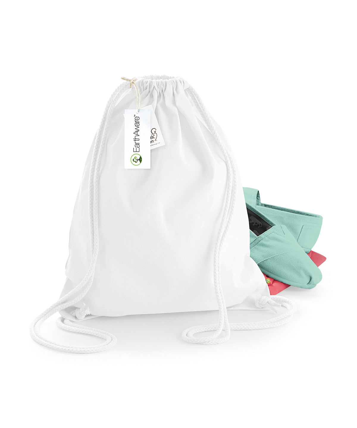 EarthAware Organic Gymsac with Heavy Rope Cord - White